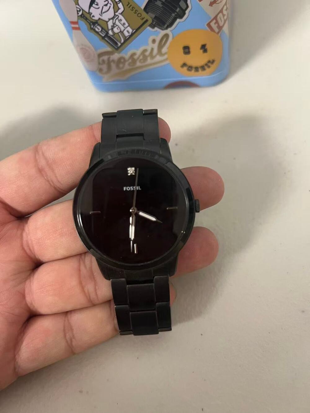 Fossil FS5455 Minimalist Carbon Black Stainless Steel Men's Wristwatch
